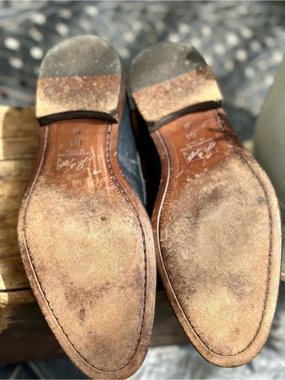 Johnston and Murphy Handcrafted Italy Deep Navy Leather Penny Loafers Mens